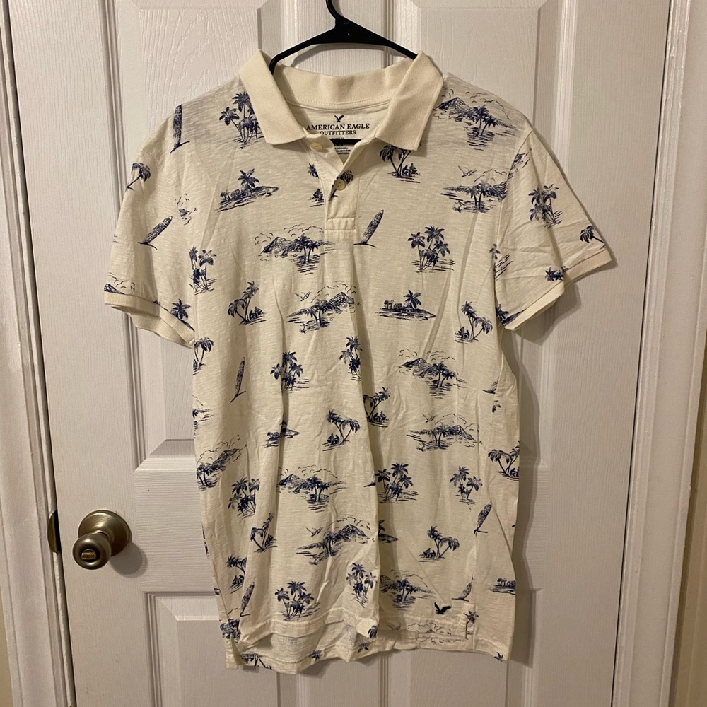 American Eagle Tropical Polo Shirt- Men’s Medium
